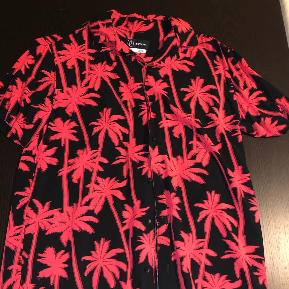 Red button down